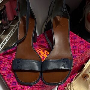 Tory Burch Dark Blue Leather Sandals